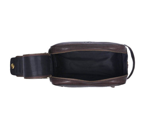 Omaha Leather Toiletry Bag - Walnut Brown - Aaron Leather Goods