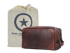 Tampa Leather Toiletry Bag - Walnut Brown - Aaron Leather Goods