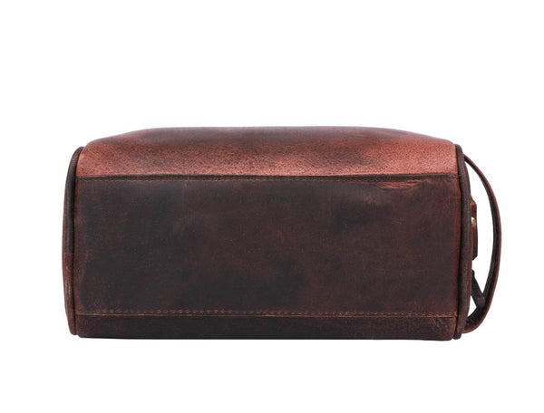 Tampa Leather Toiletry Bag - Walnut Brown - Aaron Leather Goods