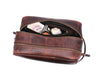 Tampa Leather Toiletry Bag - Walnut Brown - Aaron Leather Goods