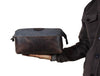 Valencia Canvas Leather Toiletry Bag - Vintage Brown - Aaron Leather Goods