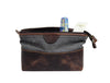 Valencia Canvas Leather Toiletry Bag - Vintage Brown - Aaron Leather Goods