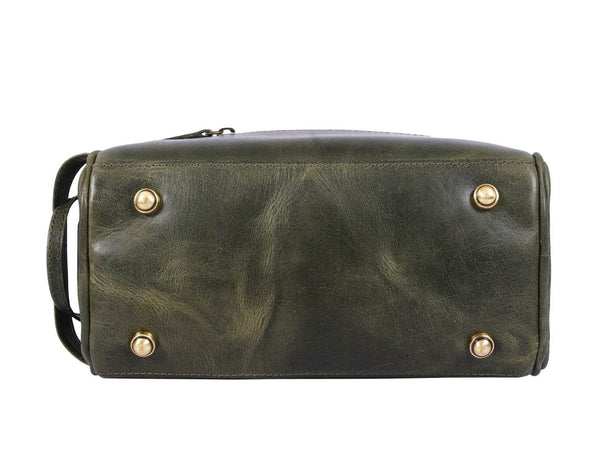 Omaha Leather Toiletry Bag - Seaweed Green - Aaron Leather Goods