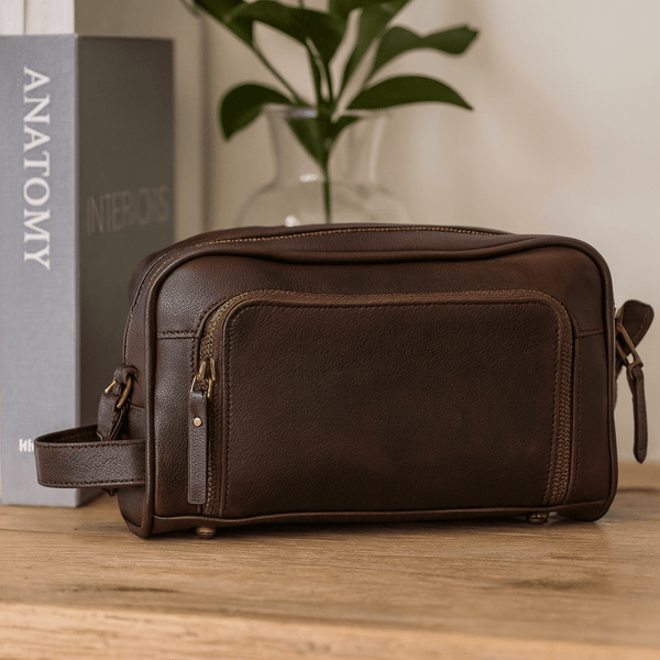 Artisan Walnut Leather Toiletry Bag - Aaron Leather Goods