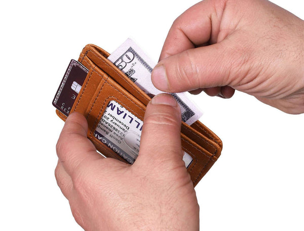 Utrera Leather Credit Card Holder - Caramel Brown - Aaron Leather Goods