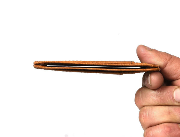 Utrera Leather Credit Card Holder - Caramel Brown - Aaron Leather Goods