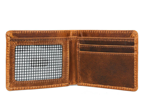Osuna Mens Leather Wallet - Caramel Brown - Aaron Leather Goods