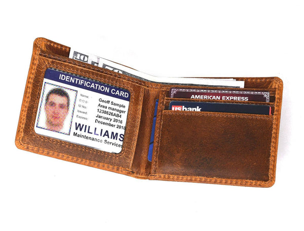 Osuna Mens Leather Wallet - Caramel Brown - Aaron Leather Goods