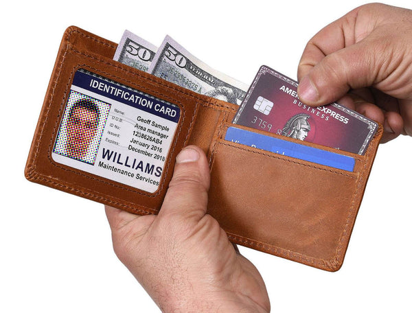 Osuna Mens Leather Wallet - Chestnut - Aaron Leather Goods