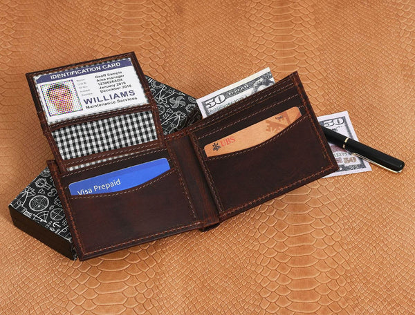 Montilla Leather Bifold Mens Wallet - Walnut Brown - Aaron Leather Goods
