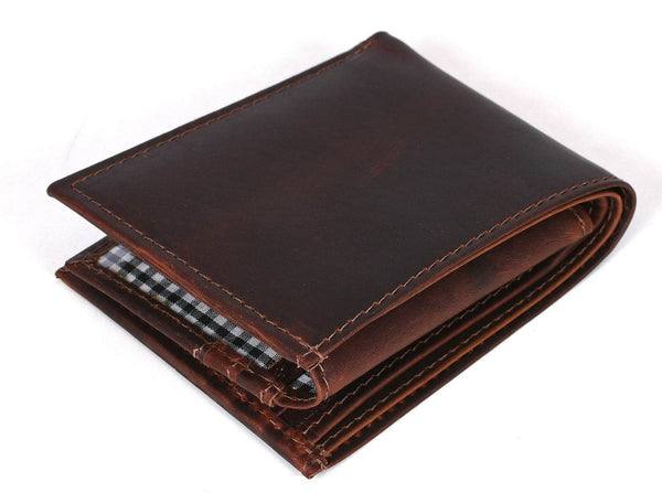 Montilla Leather Bifold Mens Wallet - Walnut Brown - Aaron Leather Goods