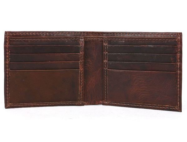 Cuenca Leather Bifold Mens Wallet - Walnut Brown - Aaron Leather Goods