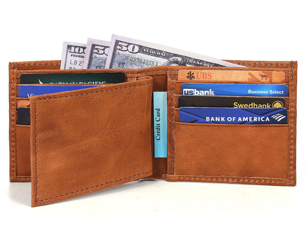 Cuenca Leather Bifold Mens Wallet - Chestnut - Aaron Leather Goods