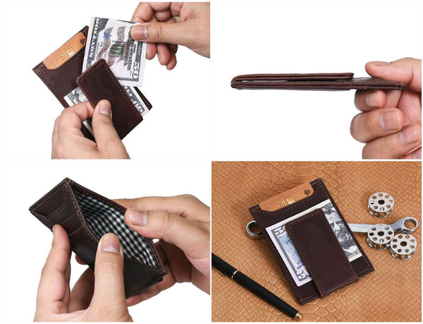 Sestao Leather Minimalist Money Clip Wallet - Walnut Brown - Aaron Leather Goods