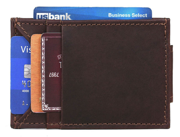 Sestao Leather Minimalist Money Clip Wallet - Walnut Brown - Aaron Leather Goods