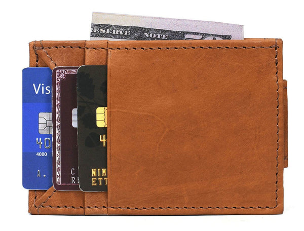 Sestao Leather Minimalist Money Clip Wallet - Chestnut - Aaron Leather Goods