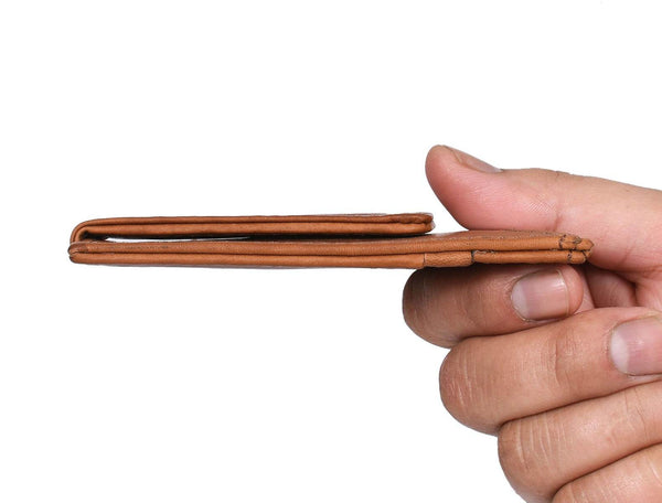 Sestao Leather Minimalist Money Clip Wallet - Chestnut - Aaron Leather Goods