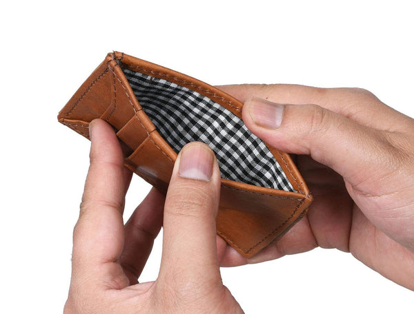 Sestao Leather Minimalist Money Clip Wallet - Chestnut - Aaron Leather Goods