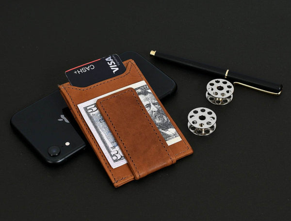 Sestao Leather Minimalist Money Clip Wallet - Chestnut - Aaron Leather Goods