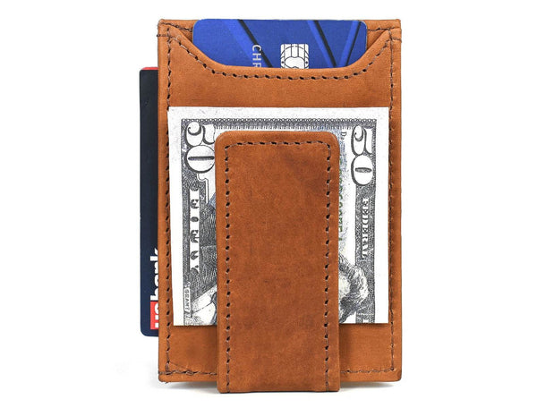 Sestao Leather Minimalist Money Clip Wallet - Chestnut - Aaron Leather Goods