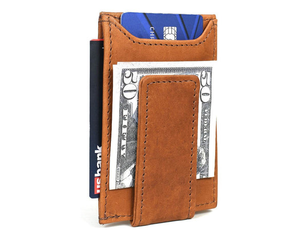 Sestao Leather Minimalist Money Clip Wallet - Chestnut - Aaron Leather Goods