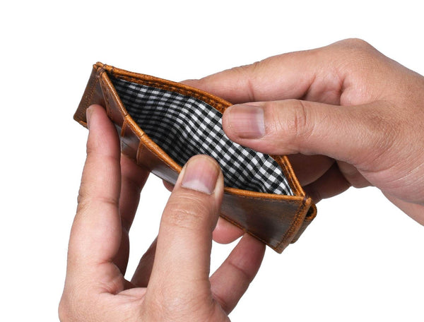 Sestao Leather Minimalist Money Clip Wallet - Caramel Brown - Aaron Leather Goods