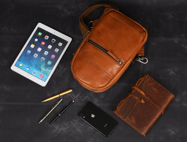 Oviedo Cross Body Bag - Caramel Brown - Aaron Leather Goods
