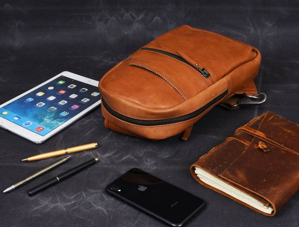 Oviedo Cross Body Bag - Caramel Brown - Aaron Leather Goods