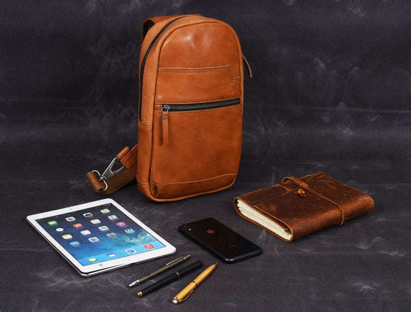 Oviedo Cross Body Bag - Caramel Brown - Aaron Leather Goods