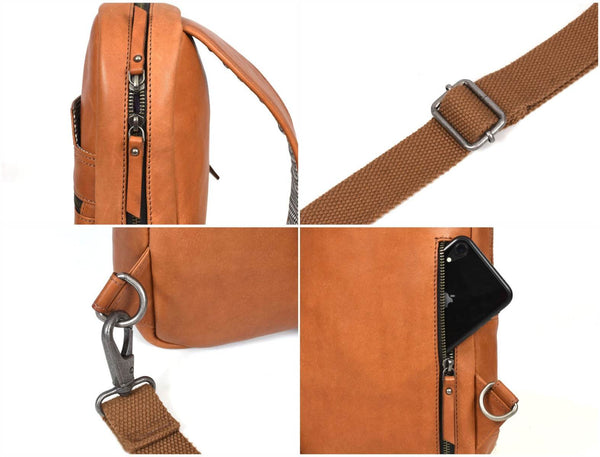 Oviedo Cross Body Bag - Caramel Brown - Aaron Leather Goods
