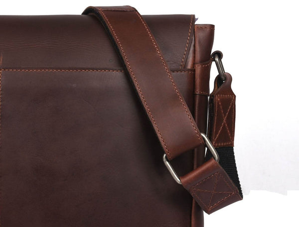 Villandry Leather Messenger Bag - Walnut Brown - Aaron Leather Goods