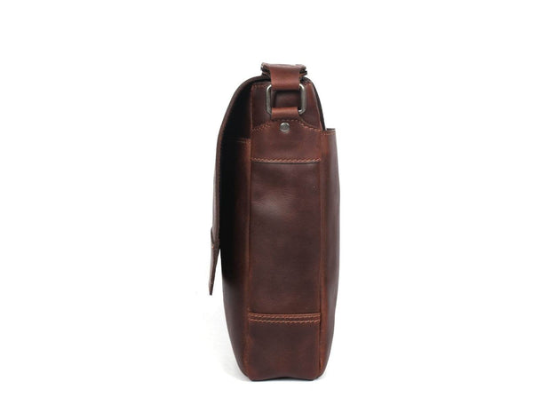 Villandry Leather Messenger Bag - Walnut Brown - Aaron Leather Goods