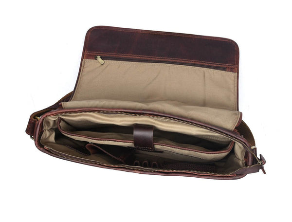 Villandry Leather Messenger Bag - Walnut Brown - Aaron Leather Goods