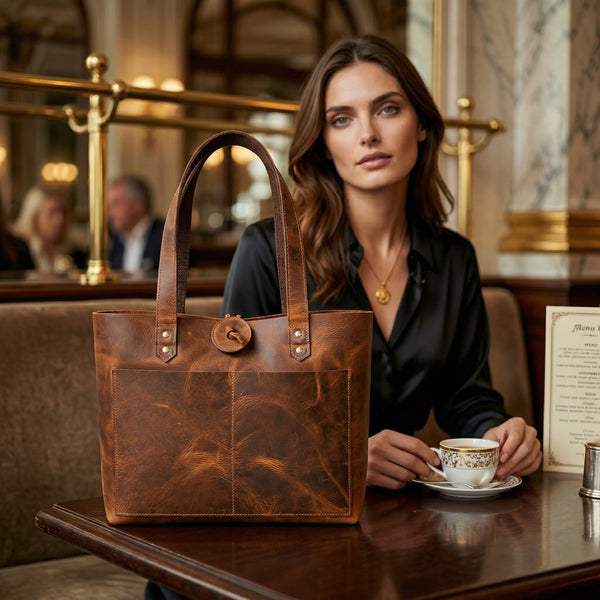 Melilla Travel Tote Bag – Caramel Brown - Aaron Leather Goods Inc