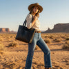 Melilla Travel Tote Bag – Raven Black - Aaron Leather Goods Inc