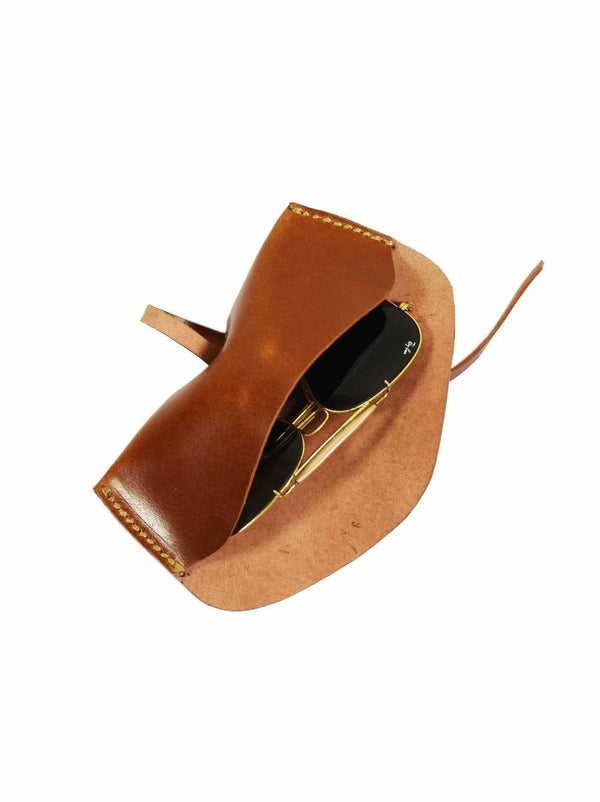 Nantes Leather Eyewear Case - Caramel Brown - Aaron Leather Goods