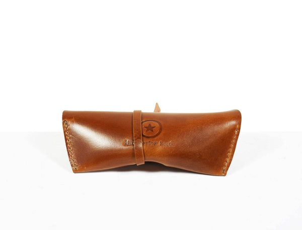 Nantes Leather Eyewear Case - Caramel Brown - Aaron Leather Goods