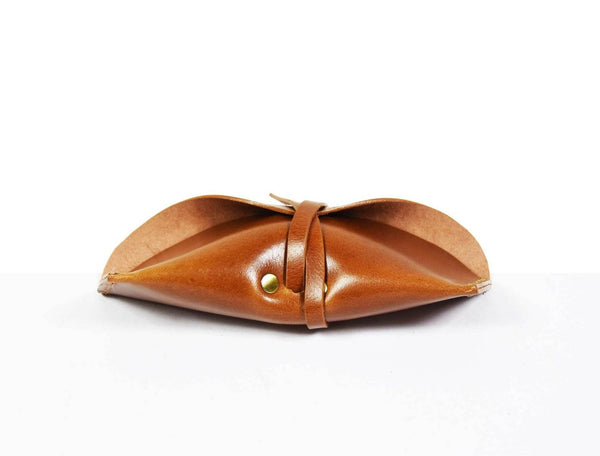 Nantes Leather Eyewear Case - Caramel Brown - Aaron Leather Goods