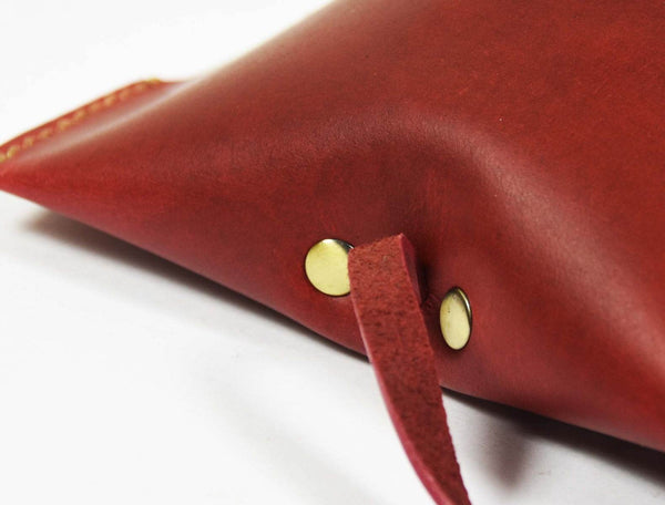 Nantes Leather Eyewear Case - Distressed Red - Aaron Leather Goods