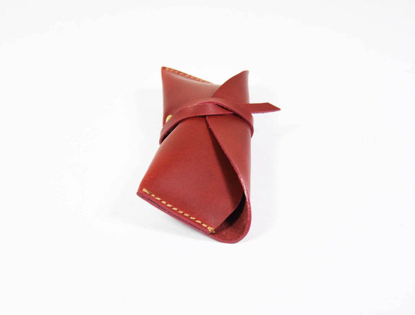 Nantes Leather Eyewear Case - Distressed Red - Aaron Leather Goods