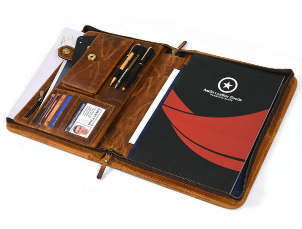 Asturias Leather Organizer - Caramel Brown - Aaron Leather Goods