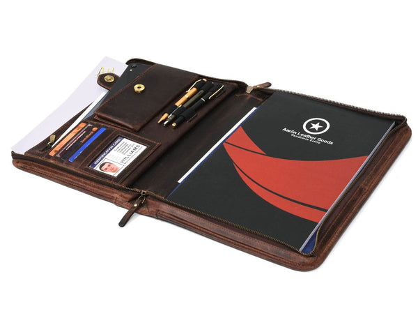 Asturias Leather Organizer - Walnut Brown - Aaron Leather Goods