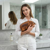 Omaha Leather Toiletry Bag - Caramel Brown - Aaron Leather Goods Inc