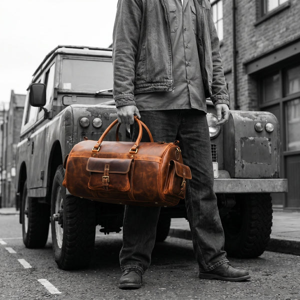 Pamplona Leather Duffle bag - Tan - Aaron Leather Goods Inc
