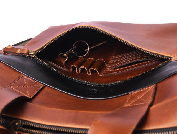 Brooklyn Leather Office Bag - Lux Tan - Aaron Leather Goods