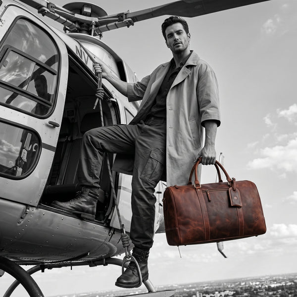 Premium Buffalo Leather Travel Weekender Bag - Aaron Leather Goods Inc