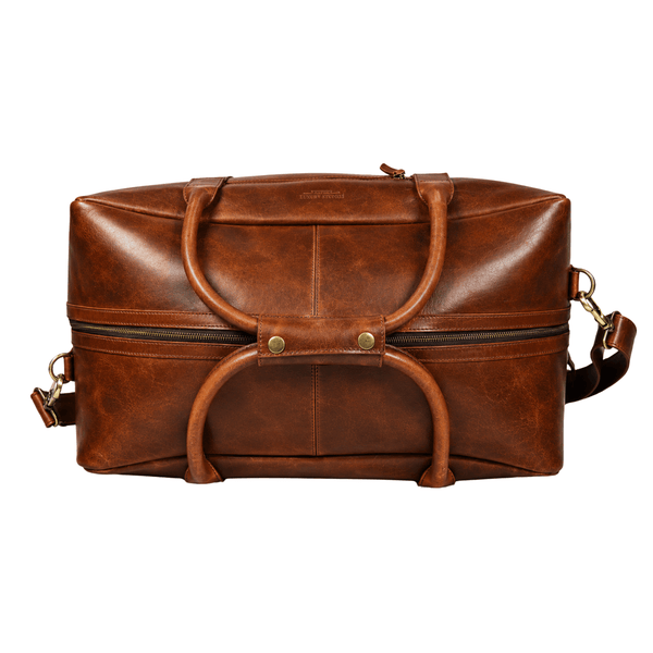 Premium Hard Wax Leather Duffle Bag for Travel & Weekender Use | 20.5 Inch Vintage Leather Holdall - Aaron Leather Goods Inc
