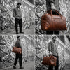 Premium Hard Wax Leather Duffle Bag for Travel & Weekender Use | 20.5 Inch Vintage Leather Holdall - Aaron Leather Goods Inc