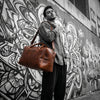 Premium Hard Wax Leather Duffle Bag for Travel & Weekender Use | 20.5 Inch Vintage Leather Holdall - Aaron Leather Goods Inc