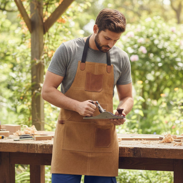 Serena Suede Apron - Tawny Brown - Aaron Leather Goods